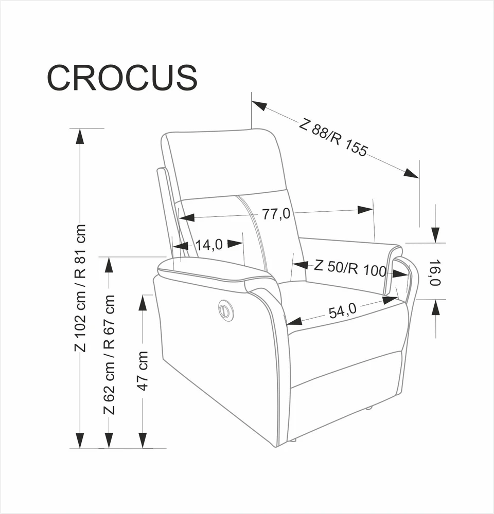 Fotelis CROCUS electric recliner, beige