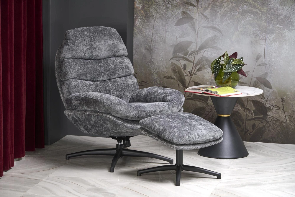 Fotelis DARIO leisure chair, with stool pilkas