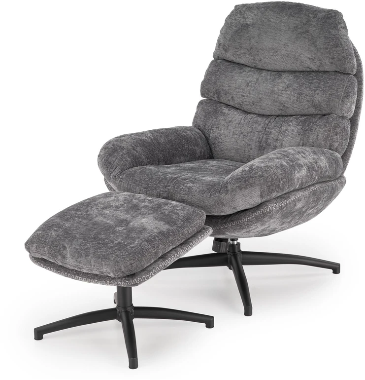 Fotelis DARIO leisure chair, with stool pilkas