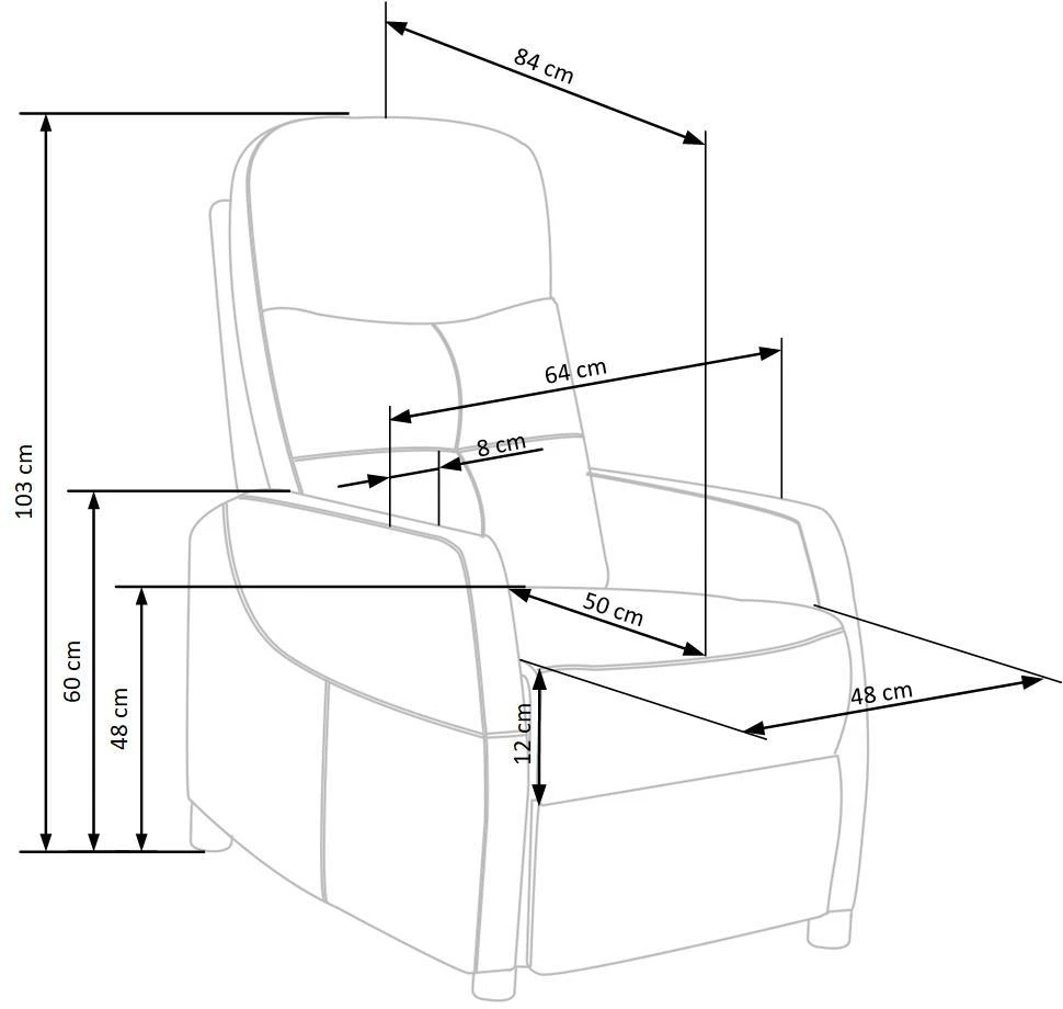 Fotelis FELIPE 2 recliner color: juodas