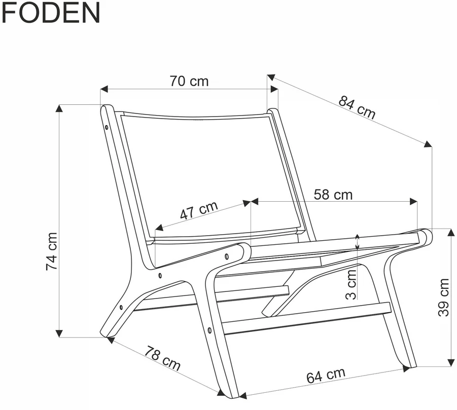 Fotelis FODEN leisure chair, juodas / natural