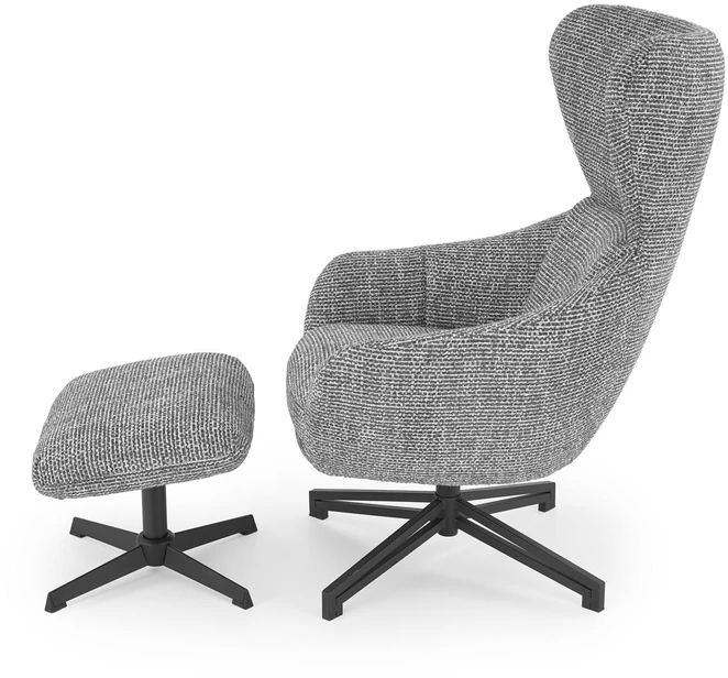 Fotelis FREDY leisure chair, with stool, pilkas