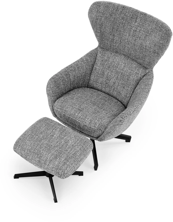 Fotelis FREDY leisure chair, with stool, pilkas