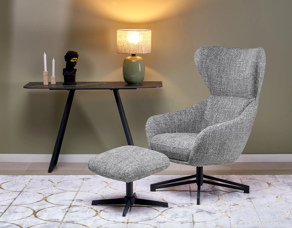 Fotelis FREDY leisure chair, with stool, pilkas