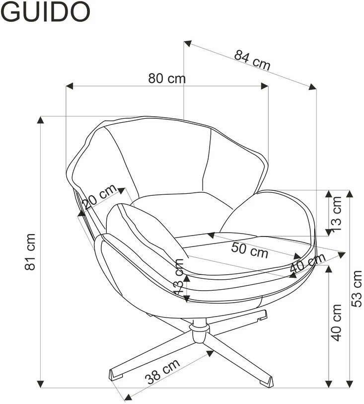 Fotelis GUIDO leisure chair, pilkas