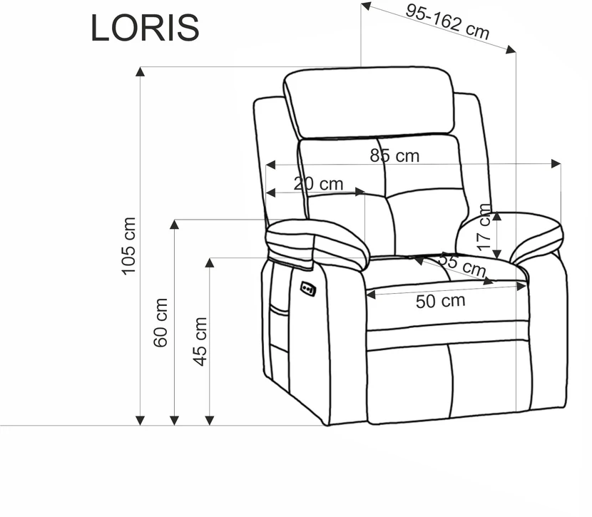 Fotelis LORIS recliner, color: beige