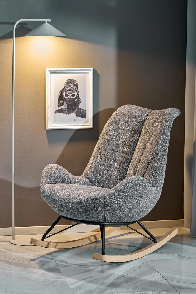 Fotelis LUIS rocking chair, pilkas