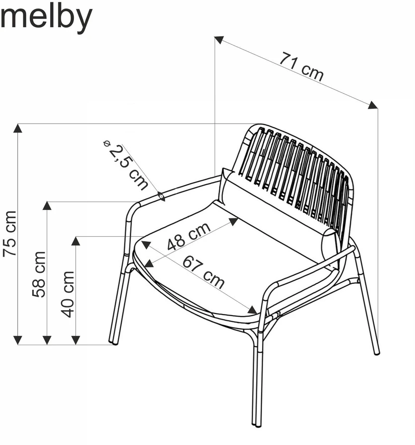 Fotelis MELBY leisure chair, baltas / pilkas