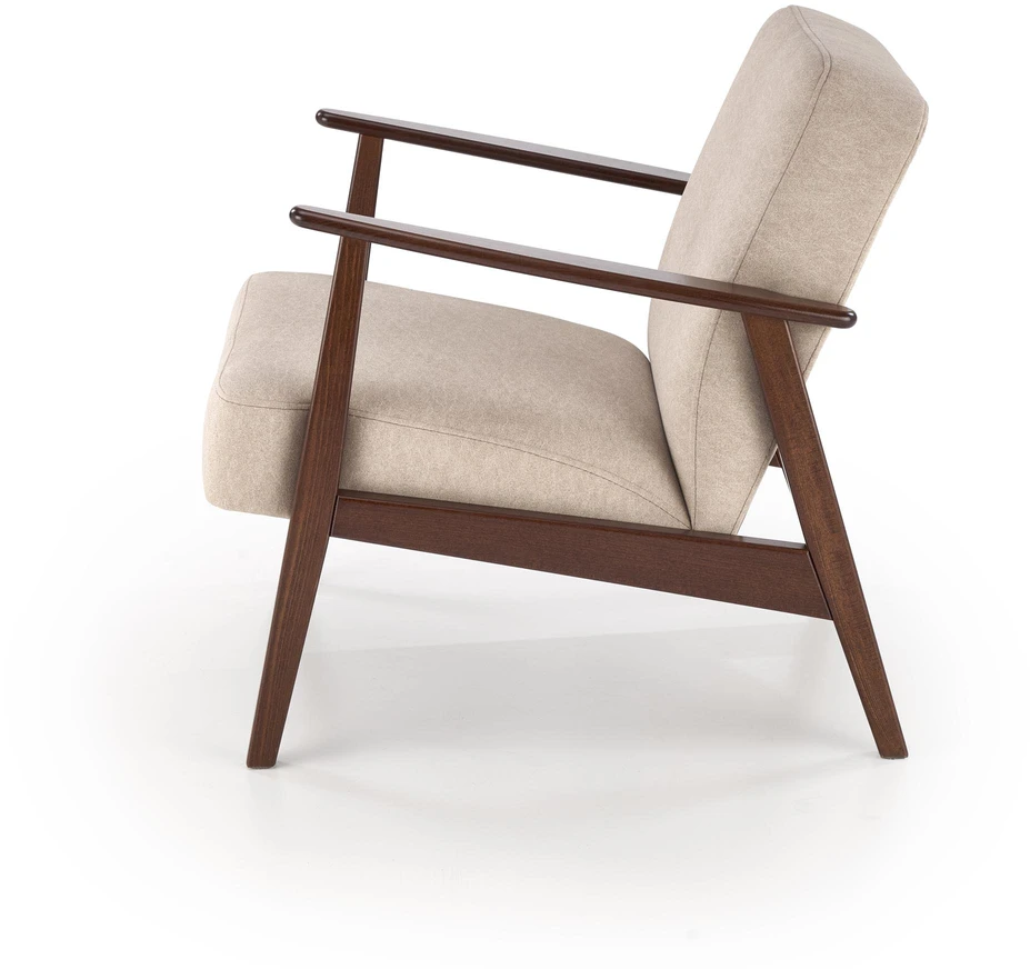 Fotelis MILANO 1S, leisure chair, beige CASTEL#15 / dark walnut