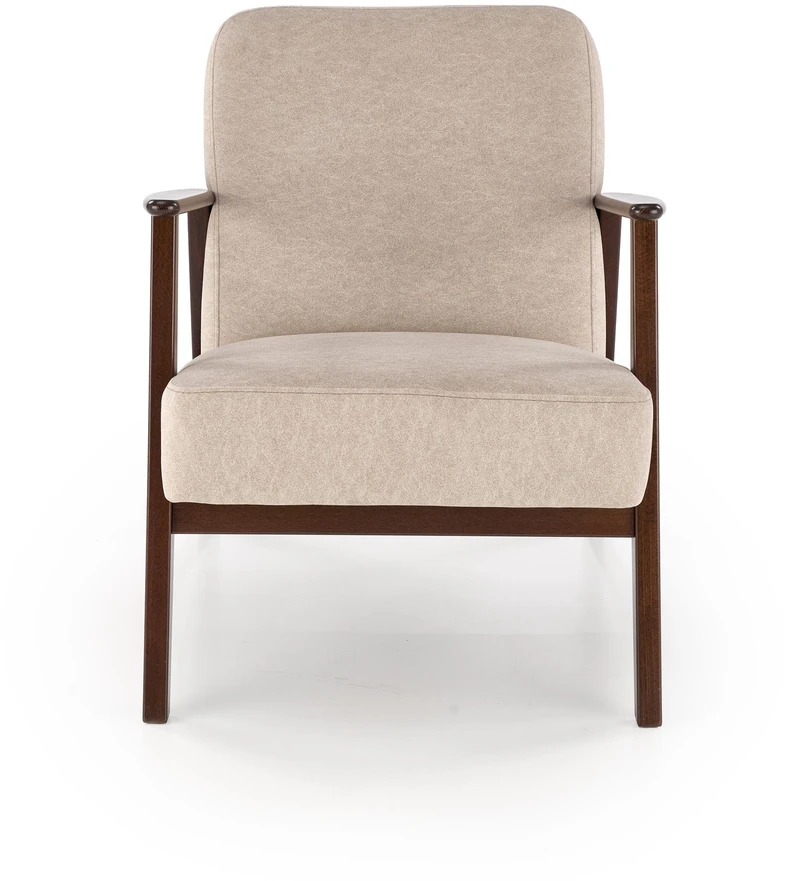 Fotelis MILANO 1S, leisure chair, beige CASTEL#15 / dark walnut