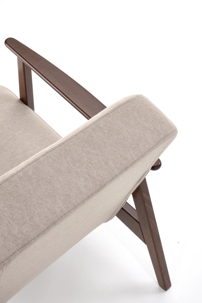 Fotelis MILANO 1S, leisure chair, beige CASTEL#15 / dark walnut