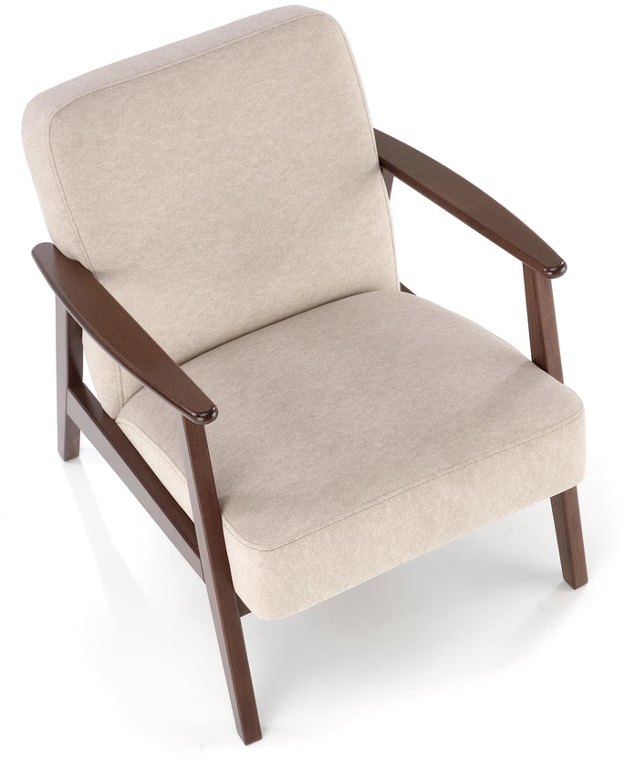 Fotelis MILANO 1S, leisure chair, beige CASTEL#15 / dark walnut