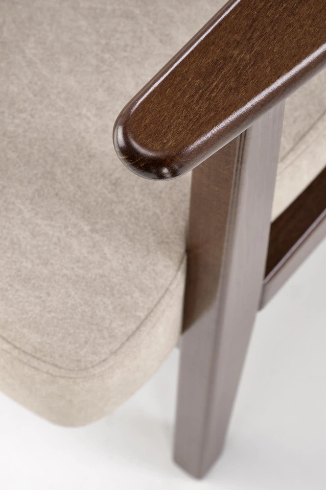 Fotelis MILANO 1S, leisure chair, beige CASTEL#15 / dark walnut
