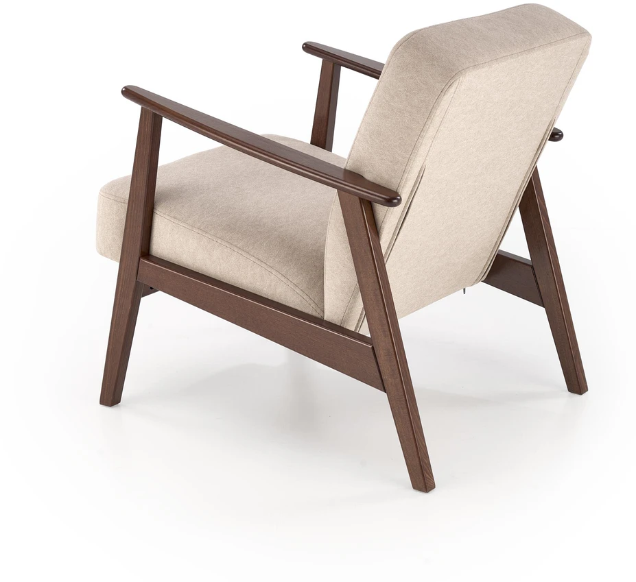 Fotelis MILANO 1S, leisure chair, beige CASTEL#15 / dark walnut