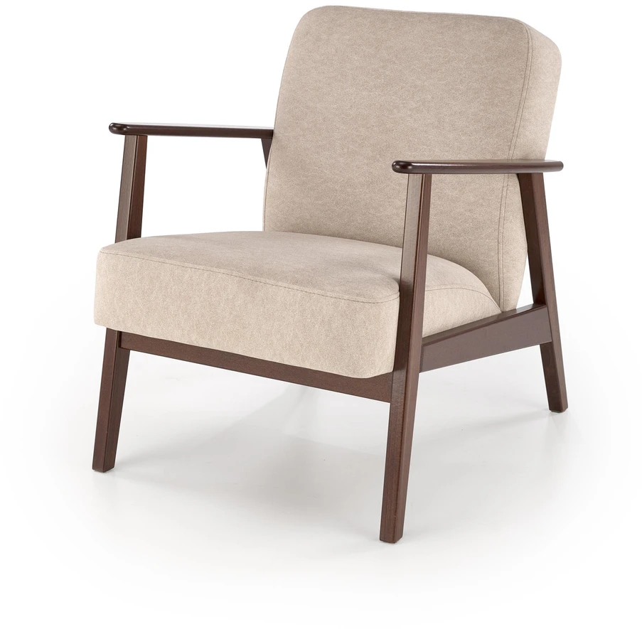 Fotelis MILANO 1S, leisure chair, beige CASTEL#15 / dark walnut