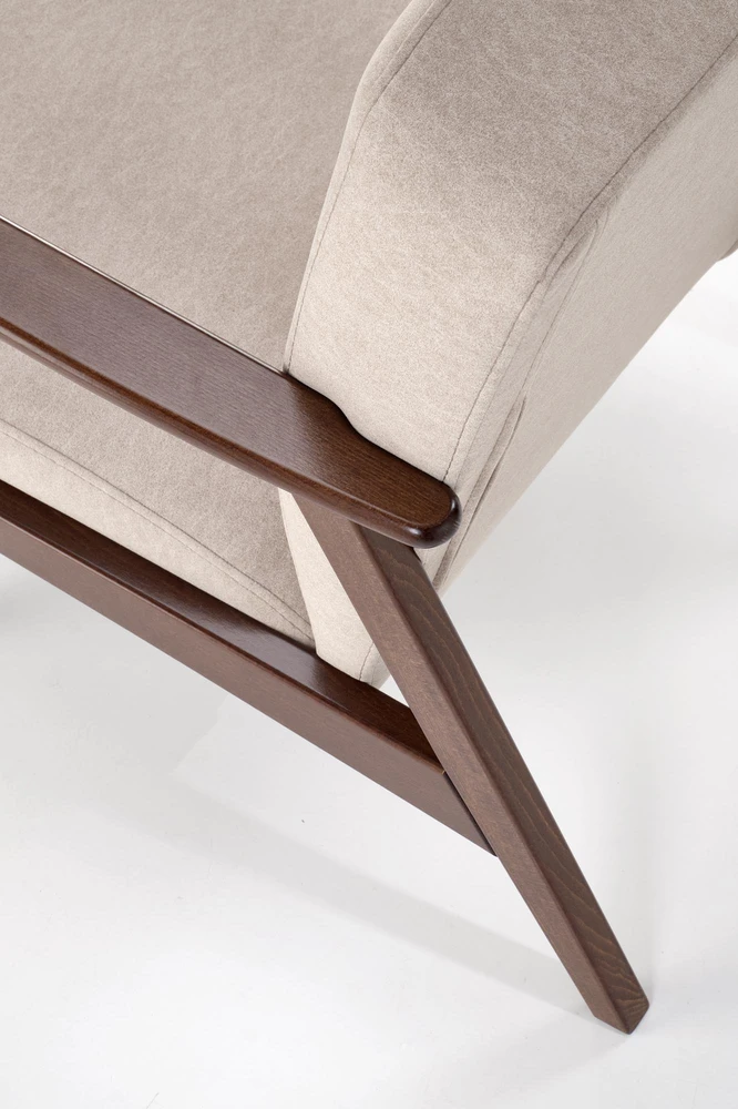Fotelis MILANO 1S, leisure chair, beige CASTEL#15 / dark walnut