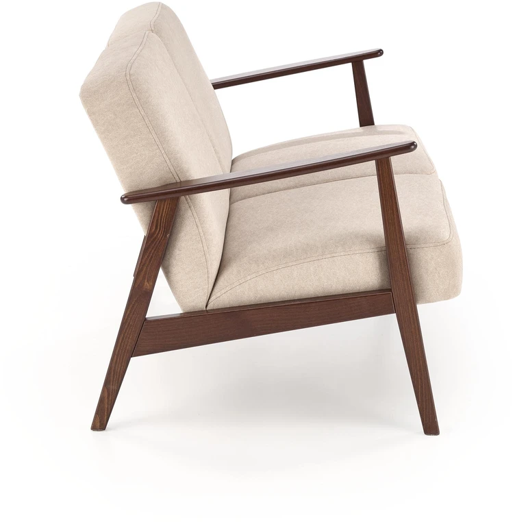 Fotelis MILANO 2S sofa, smėlio spalvos CASTEL#15 / tamsus riešutas