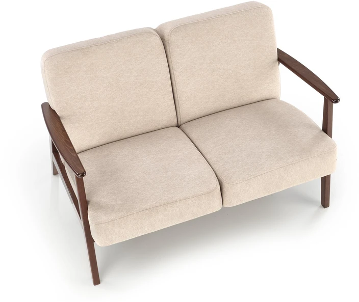 Fotelis MILANO 2S sofa, smėlio spalvos CASTEL#15 / tamsus riešutas