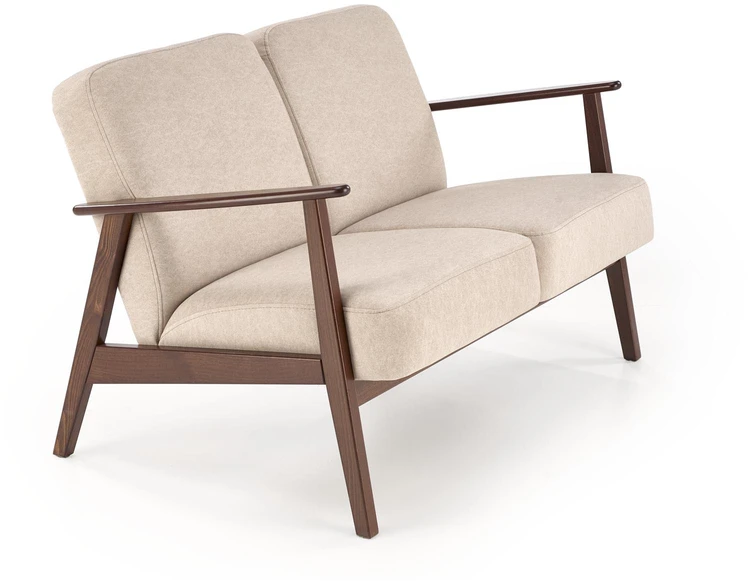 Fotelis MILANO 2S sofa, smėlio spalvos CASTEL#15 / tamsus riešutas