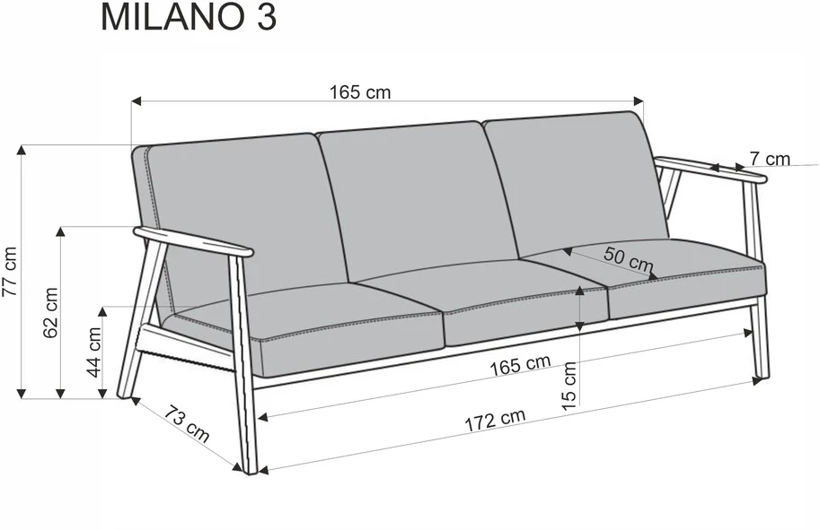 Fotelis MILANO 3S sofa, beige CASTEL#15 / dark walnut