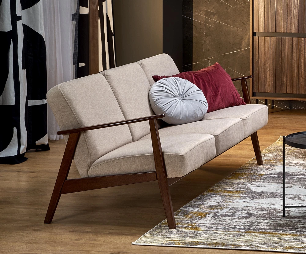 Fotelis MILANO 3S sofa, beige CASTEL#15 / dark walnut