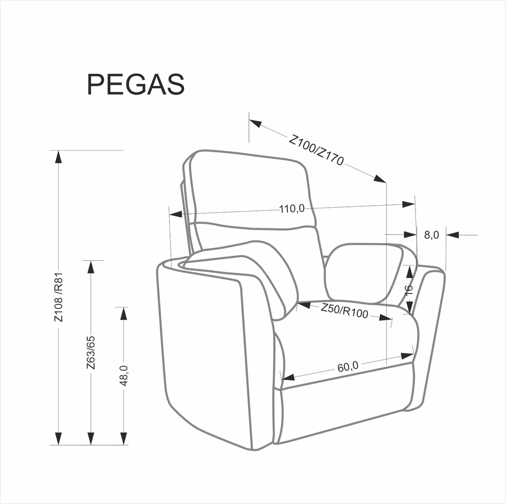 Halmar Fotelis reglaineris PEGAS Mėtinės spalvos