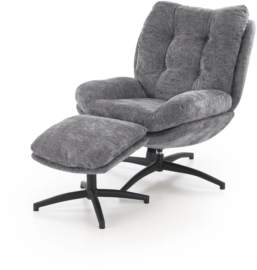 Fotelis PESTO armchair with ottoman / rocking function, color: pilkas