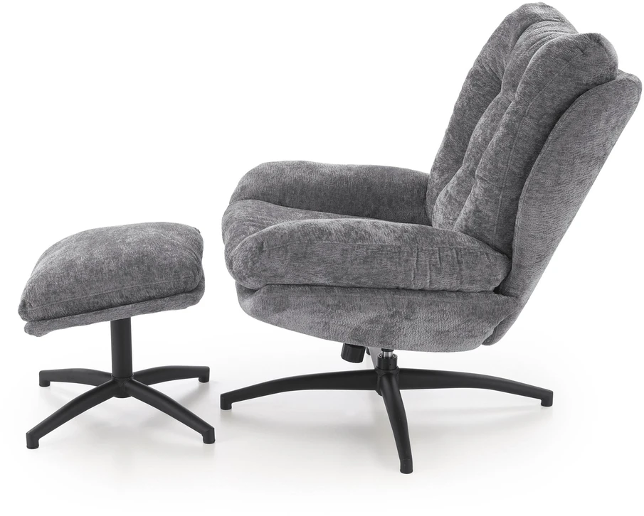 Fotelis PESTO armchair with ottoman / rocking function, color: pilkas