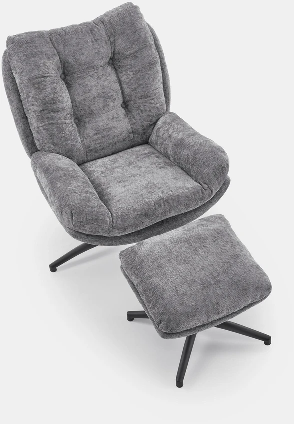 Fotelis PESTO armchair with ottoman / rocking function, color: pilkas