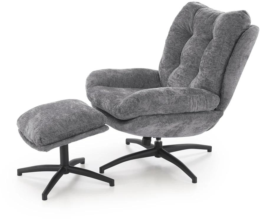 Fotelis PESTO armchair with ottoman / rocking function, color: pilkas
