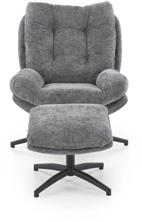 Fotelis PESTO armchair with ottoman / rocking function, color: pilkas