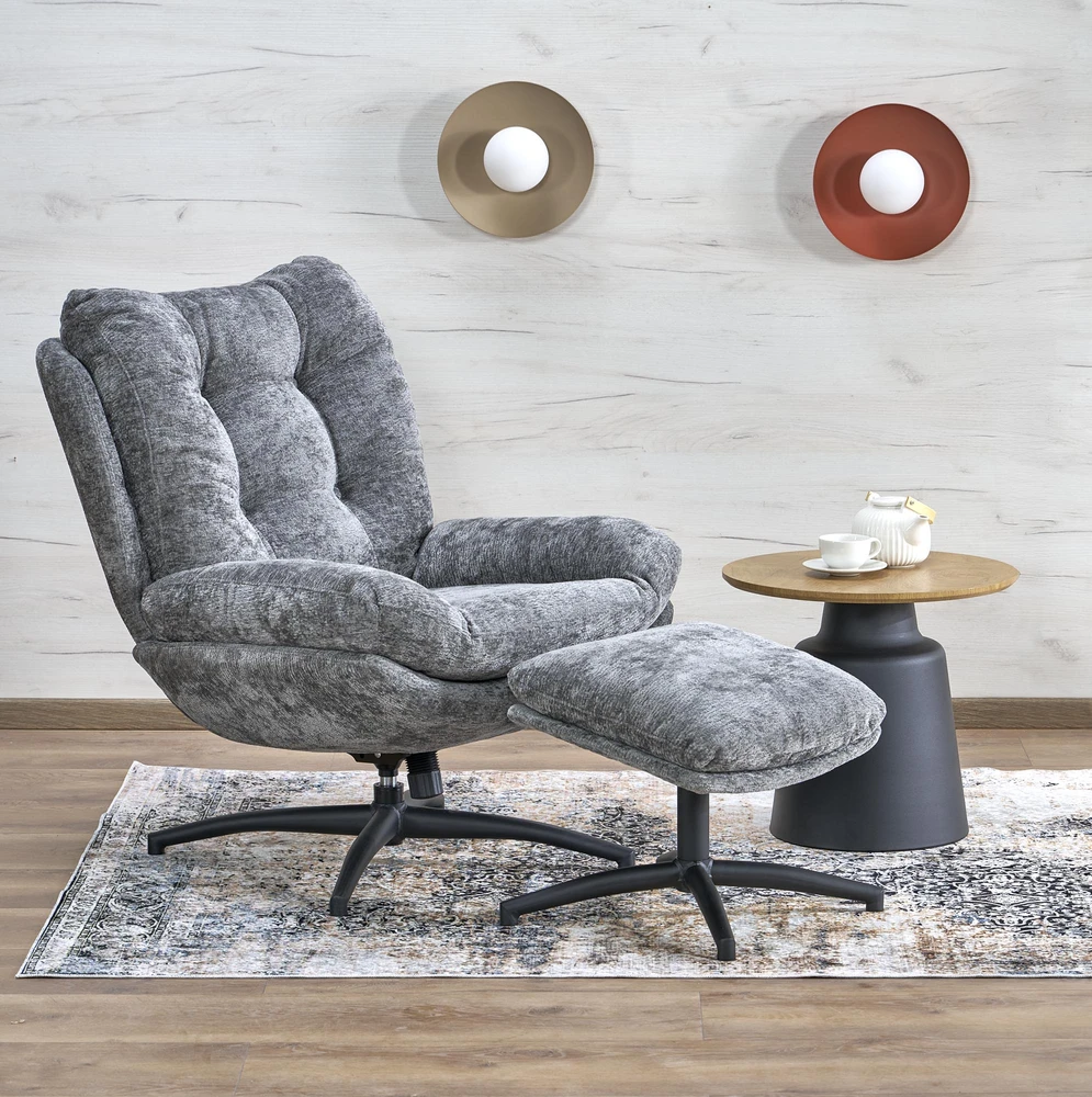 Fotelis PESTO armchair with ottoman / rocking function, color: pilkas