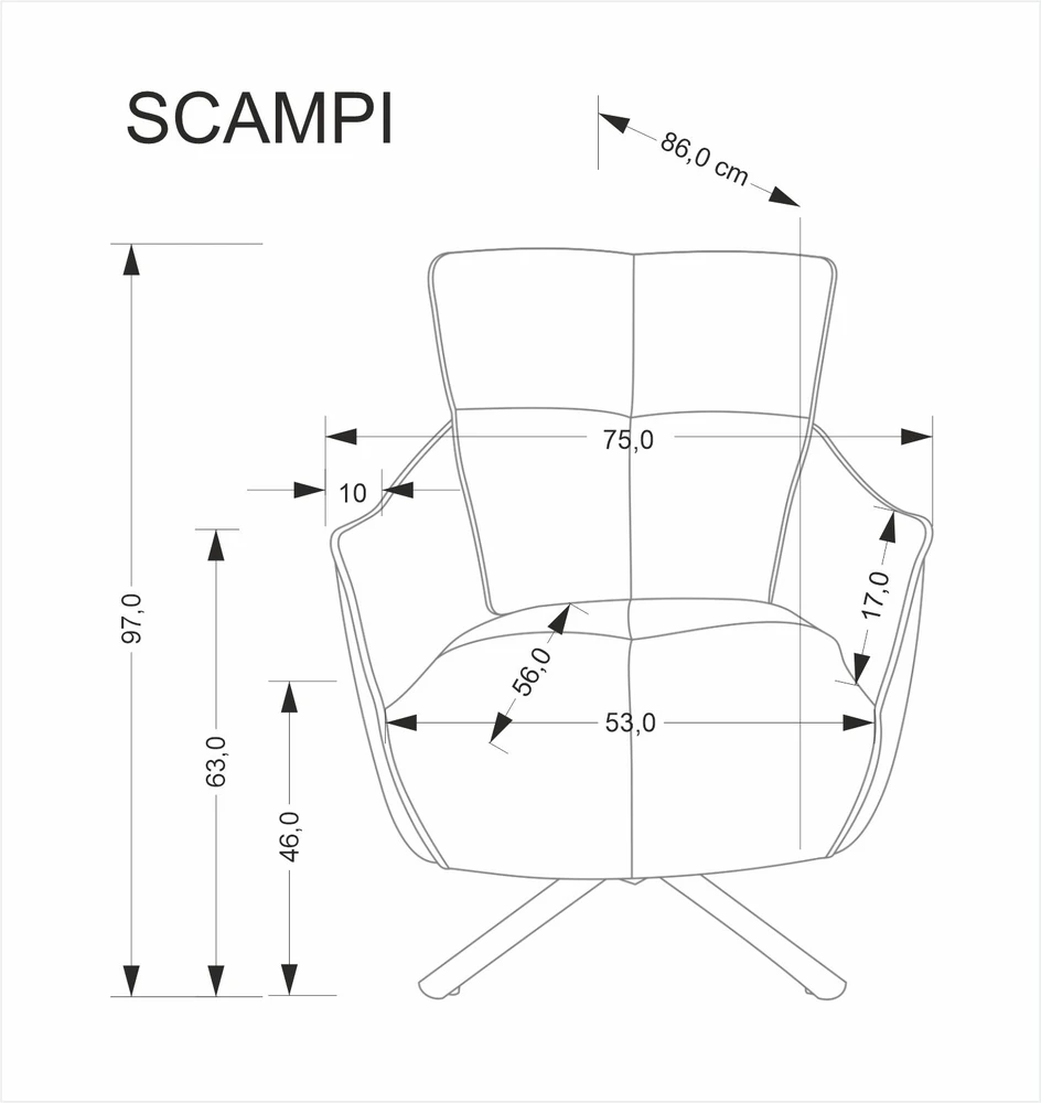 Fotelis SCAMPI leisure chair, pilkas