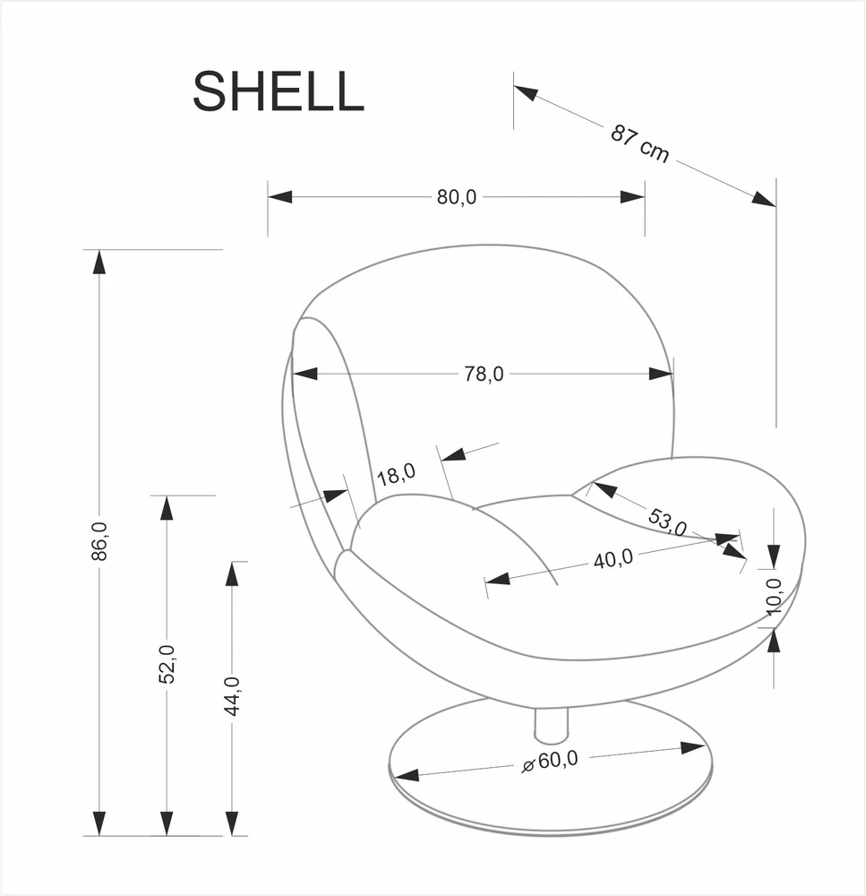 Fotelis SHELL l.chair, pilkas