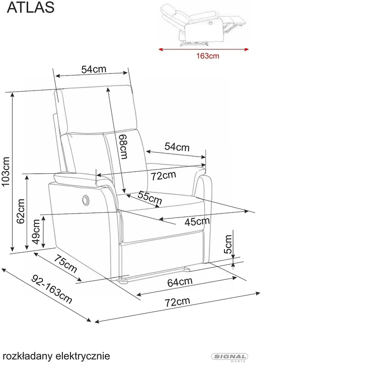Fotelis Signal Fotel Rozkładany Atlas Raven
