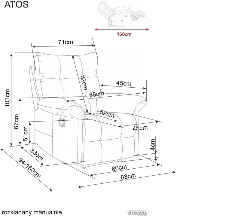Fotelis Signal Fotel rozkładany Atos Raven