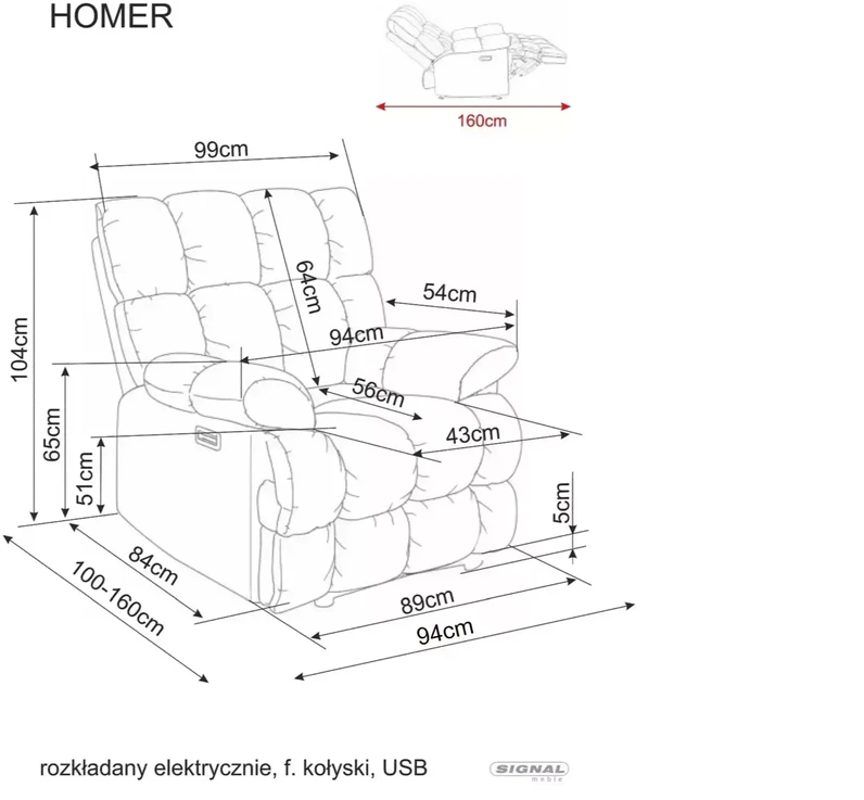 Fotelis Signal Fotel rozkładany Homer Raven