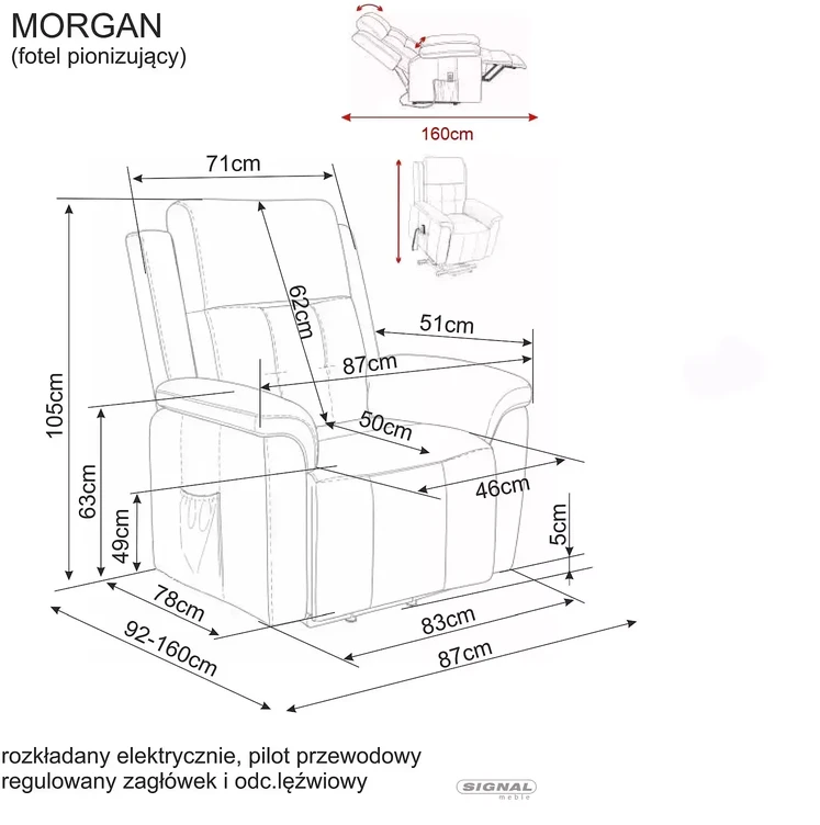 Fotelis Signal Fotel rozkładany Morgan Raven
