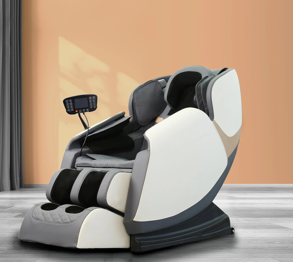 Fotelis SOLARIA massage chair / heating function / colors: cream / pilkas / auksinis