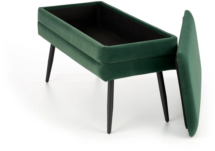Fotelis VELVA bench color: dark žalias / juodas