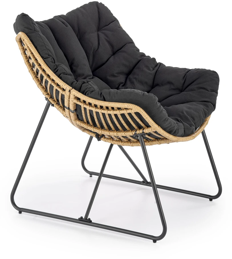 Fotelis WHISPER leisure chair, juodas / natural