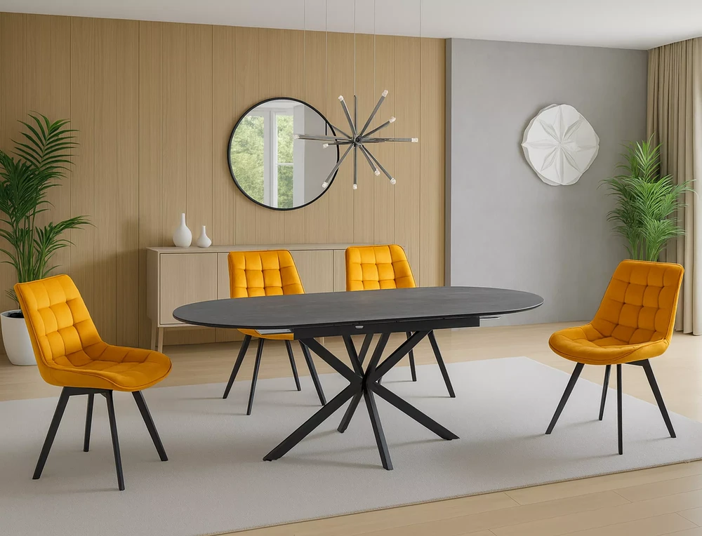 Signal Meble Valgomojo stalas Gaston Ceramic 140, 140 x 80 cm, pilka