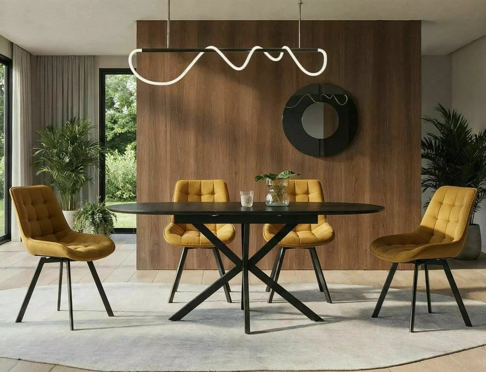 Signal Meble Valgomojo stalas Gaston Ceramic 140, 140 x 80 cm, juoda