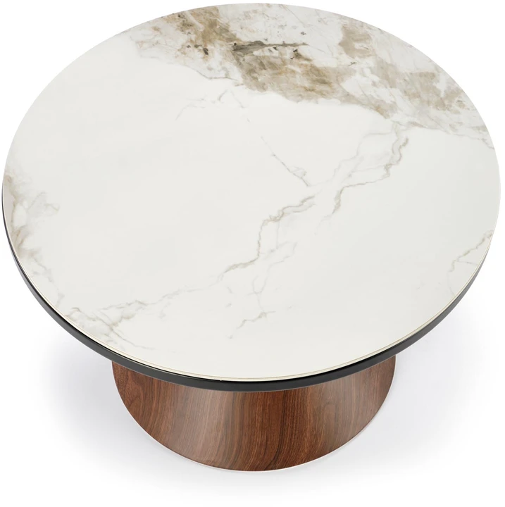 GENESIS coffee table, baltas marble / walnut / auksinis