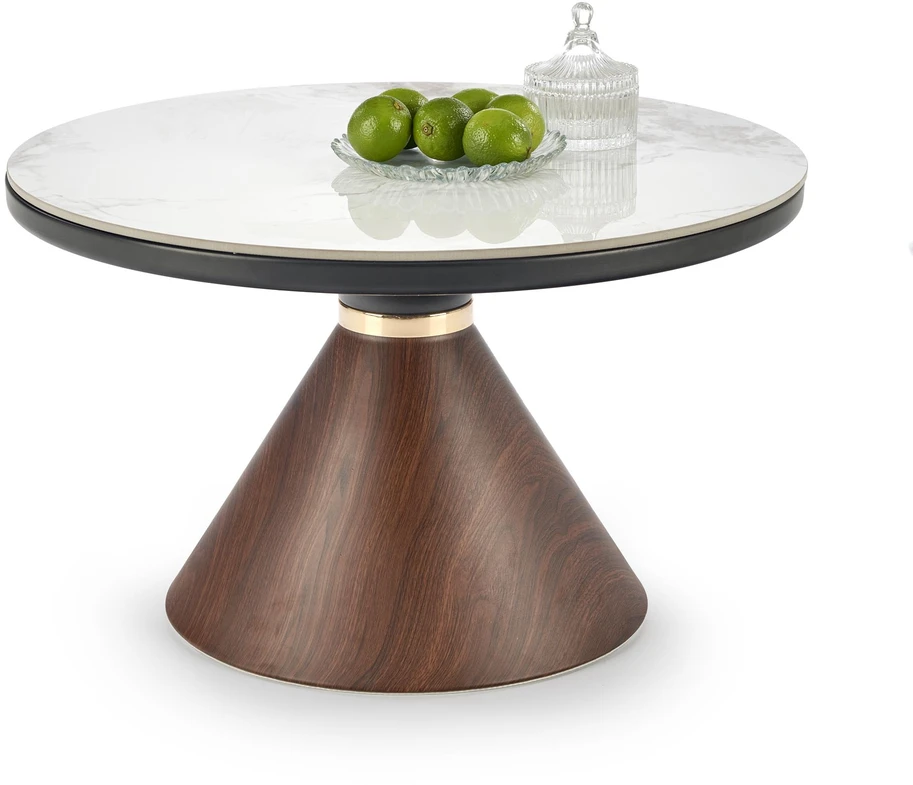 GENESIS coffee table, baltas marble / walnut / auksinis