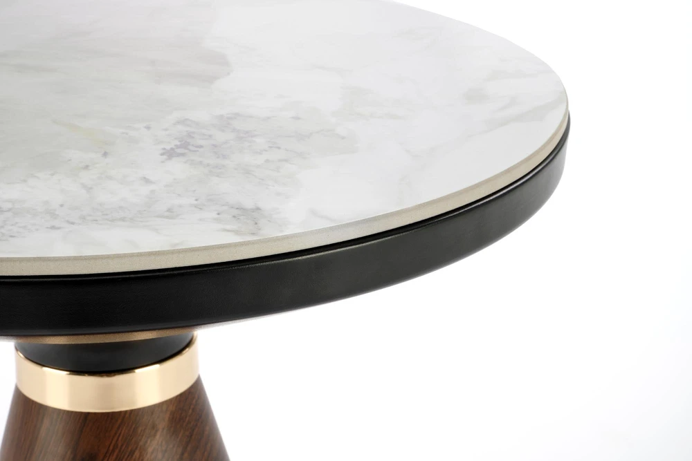 GENESIS_S coffee table, baltas marble / walnut / auksinis