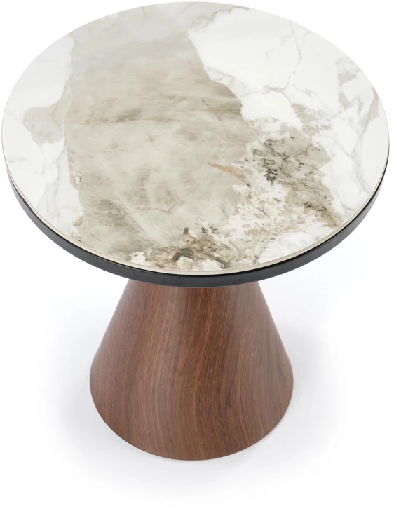 GENESIS_S coffee table, baltas marble / walnut / auksinis