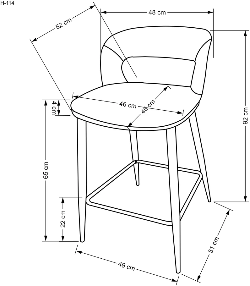 H114 bar stool, beige / walnut