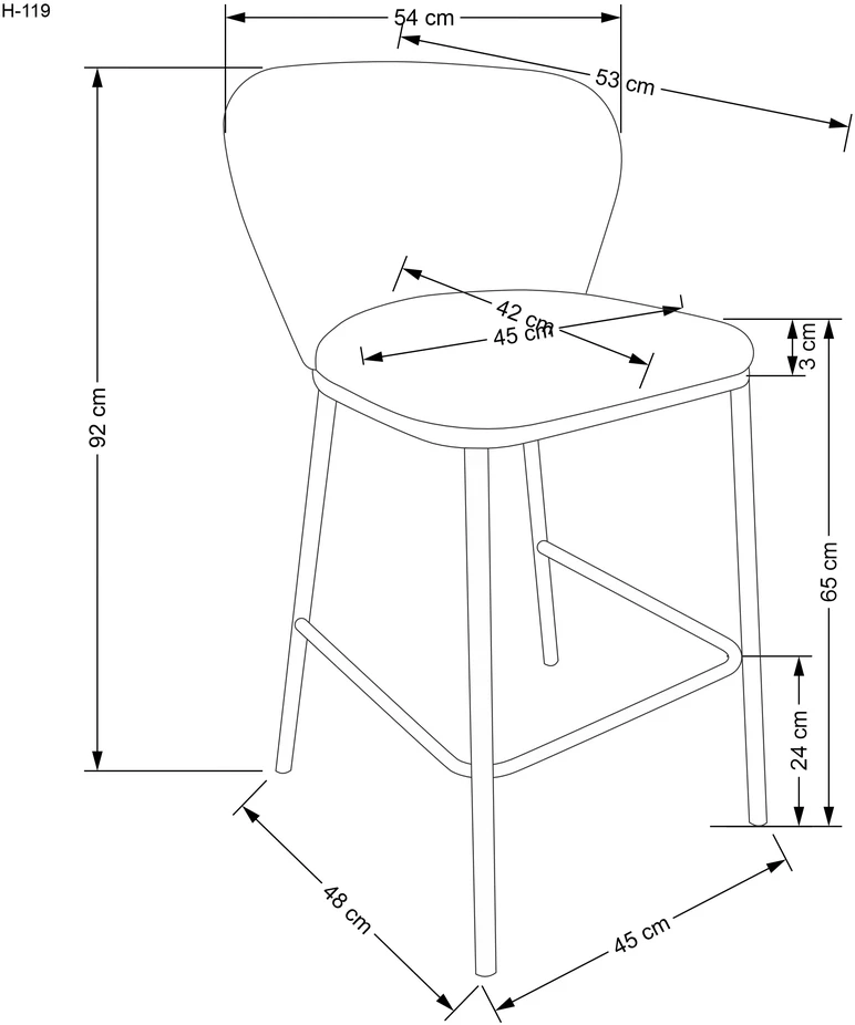 H119 baro kėdė, kreminė
