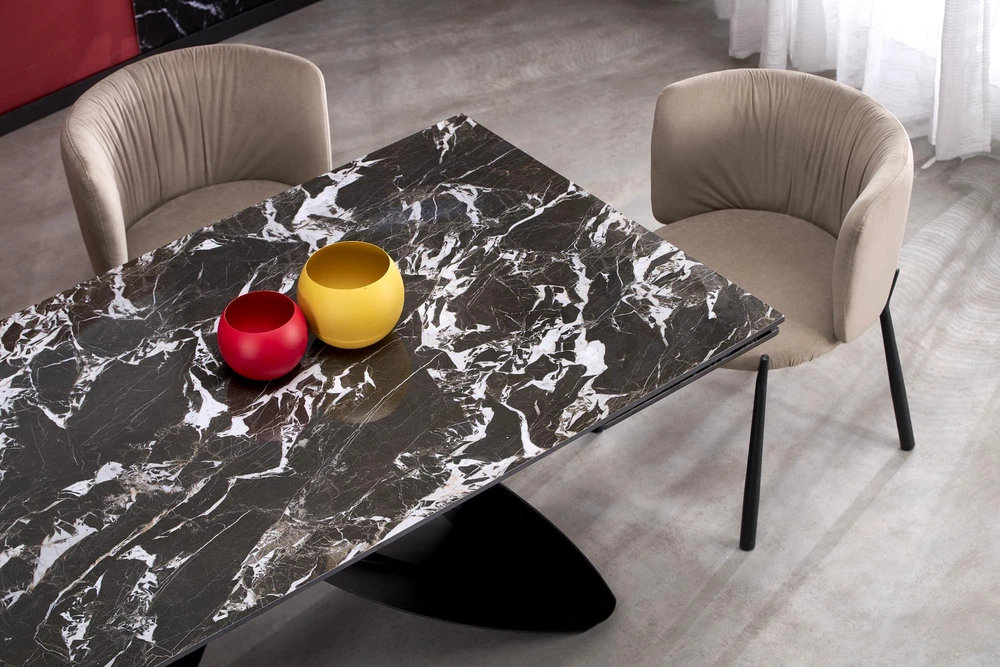 HILARIO extension table, juodas marble / juodas